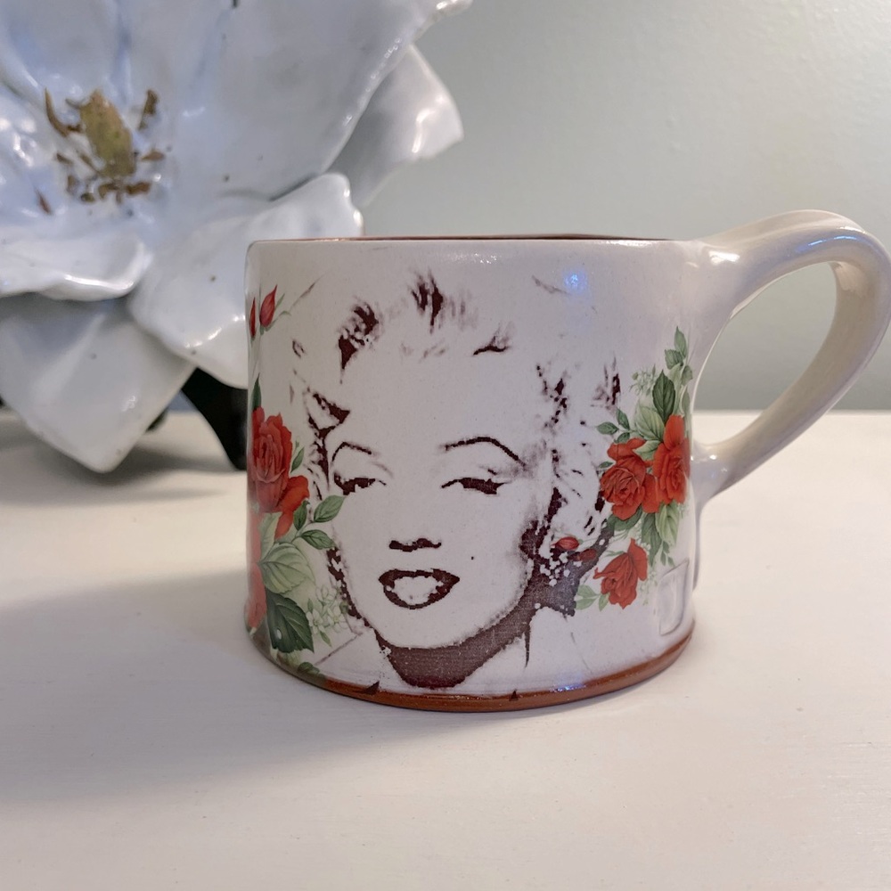 One of a kind handmade pottery mug Marylyn Monroe art